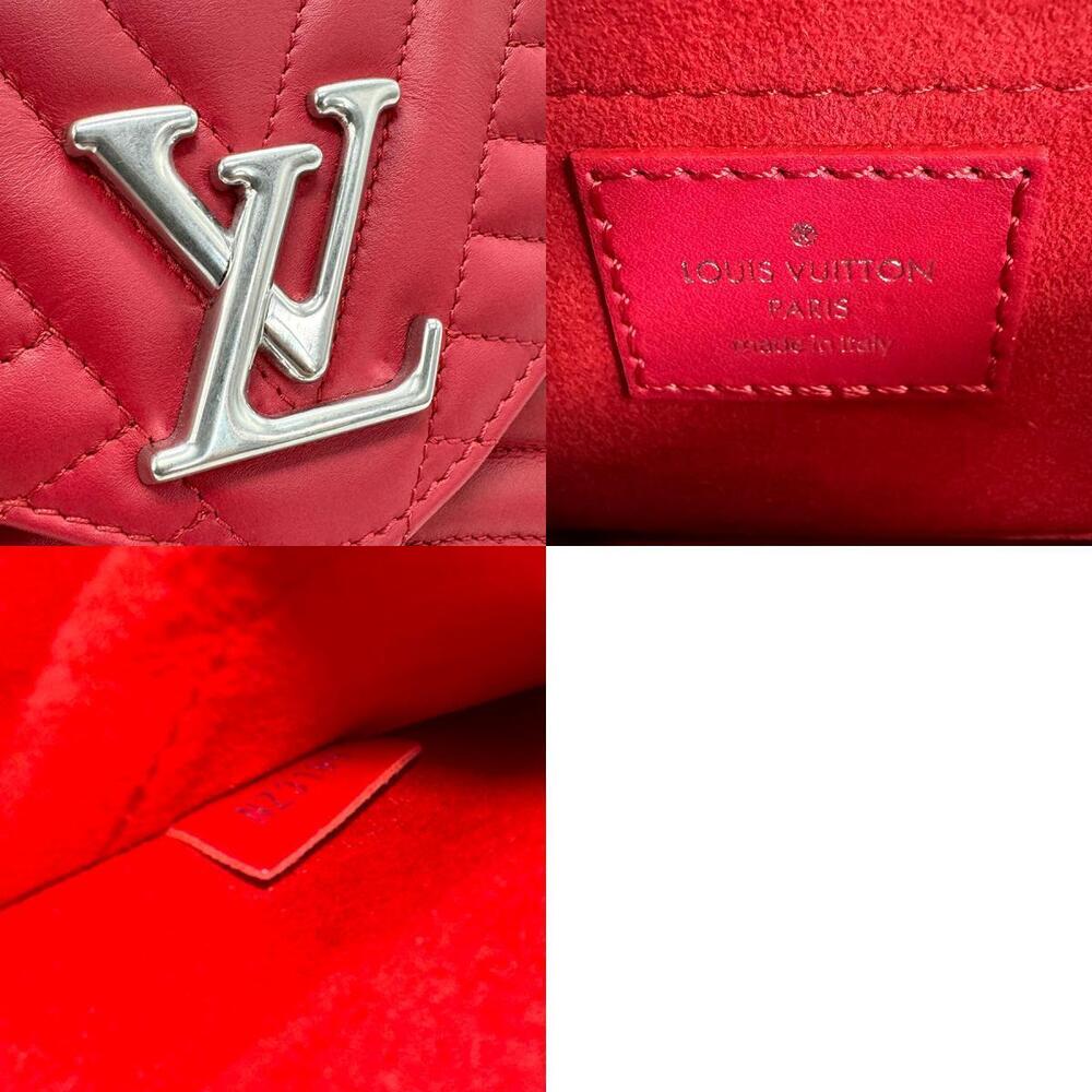 Louis Vuitton Crossbody Shoulder Bag Handbag Wave Chain Leather Red Silver - Picture 5 of 5